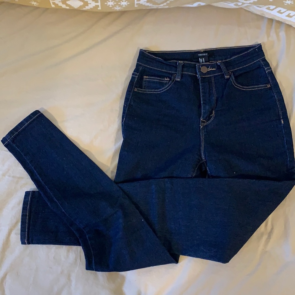 Dark blue high rise forever 21 skinny jeans
